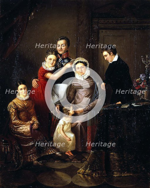 Portrait of the Family of Prince Nikolay Repnin-Volkonsky, 1820s. Artist: Anonymous  