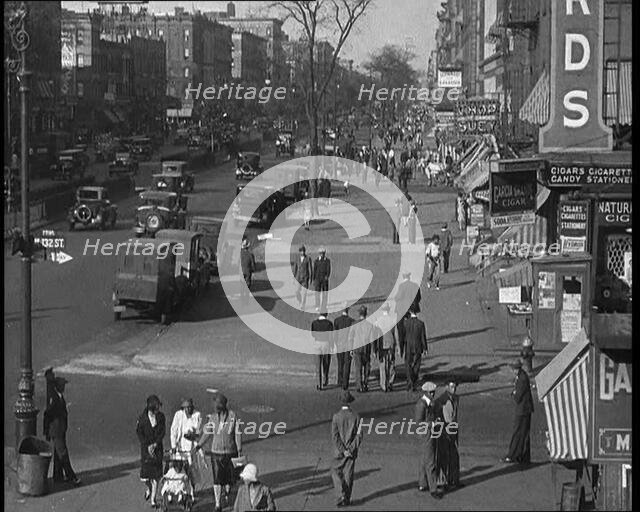 American Civilians Walking on the Pavement on the Streets , 1930s. Creator: British Pathe Ltd.