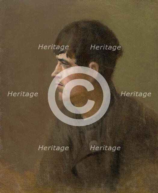 Half-Figure of a Young Man from Profile, 1880-1900. Creator: Ladislav Mednyanszky.