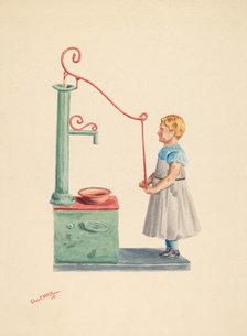 Toy Bank: Dutch Girl at Well, 1938. Creator: Charles Moss.