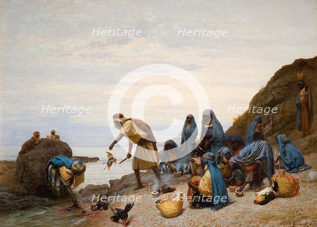 Ritual Slaying Of Cockerels, 1860-1920. Creator: Albert Girard.