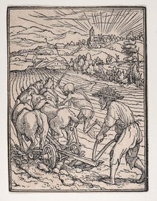 The Peasant (or Ploughman), from The Dance of Death, ca. 1526, published 1538. Creator: Hans Lützelburger.