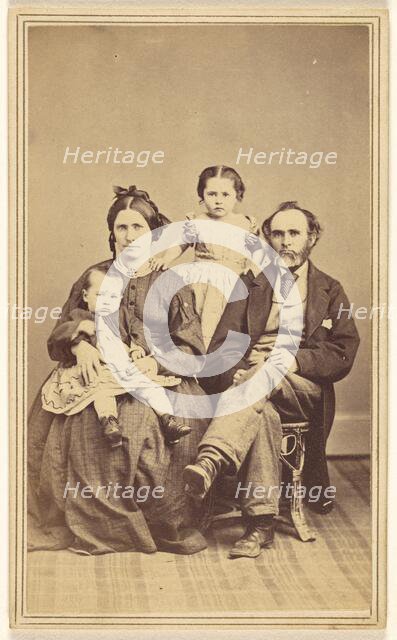 Family portrait: mother, father and two children, 1870s. Creator: BF Green.