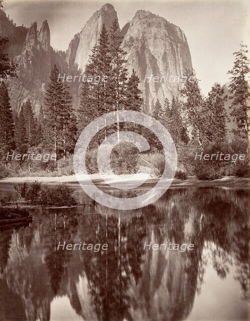 Mirror View of Cathedral Rocks, Yosemite, ca. 1872, printed ca. 1876. Creator: Attributed to Carleton E. Watkins.
