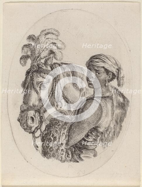 Black Groom with an Arabian Horse, 1649/1650. Creator: Stefano della Bella.