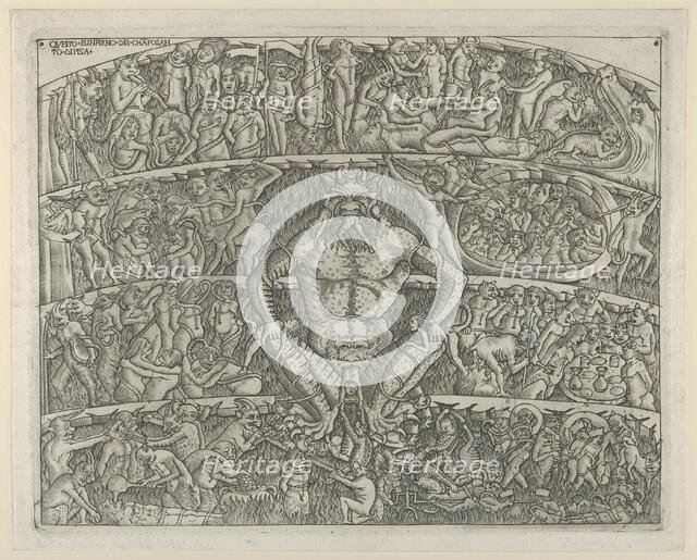 The Inferno according to Dante, after the Last Judgment fresco in the Campo Santo, ..., ca. 1460-80. Creator: Anon.