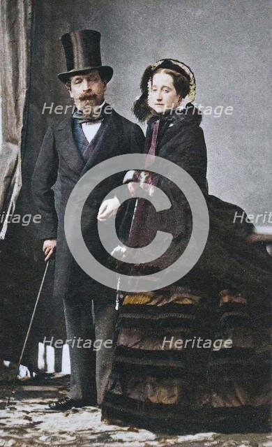 [Napoleon III and Empress Eugenie], ca. 1865. Creator: Andre-Adolphe-Eugene Disderi.