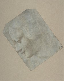 The Head of a Woman in Profile Facing Left, 1490-1500. Creator: Follower of Leonardo da Vinci.