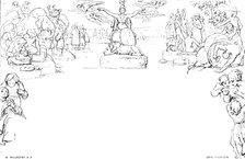 Facsimile of the Mulready Envelope, designed for the Penny Post, 1890. Creator: John Thompson.