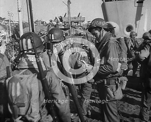 American Troops Gathering in Naples Port, 1943-1944. Creator: British Pathe Ltd.