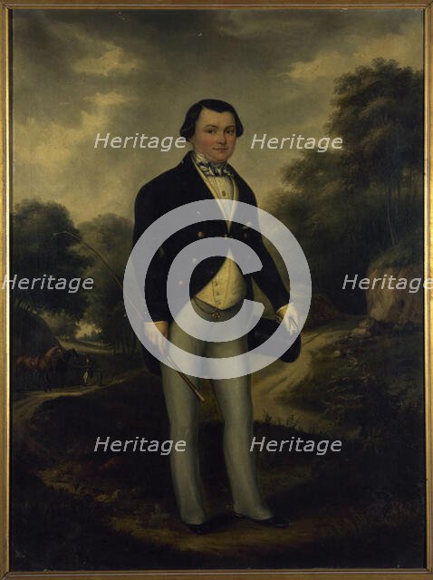 Portrait of Alexandre Perumon (1815-1886), in riding outfit, Bois de Boulogne, c1845. Creator: Unknown.