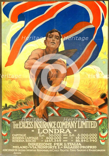 The Excess Insurance Company Limited, 1910s. Creator: Metlicovitz, Leopoldo (1868-1944).