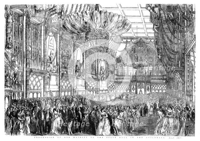 'Procession of Her Majesty to the State Ball in the Guildhall', City of London, July 1851 (1886).Artist: William Griggs