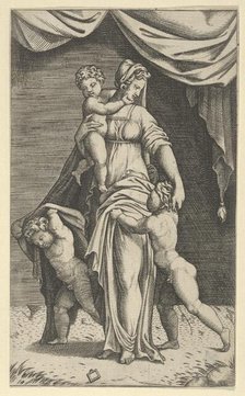 Charity personified by a woman with three children, ca. 1520-40. Creator: Anon.