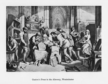 William Caxton's press in the Almonry, Westminster, 15th century, (19th century). Artist: Unknown