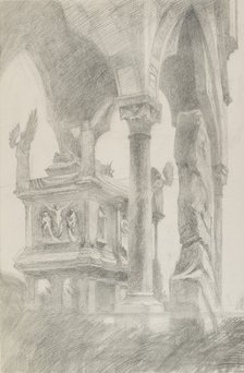 Study of the Tomb of Mastino II della Scala at Verona, c1869.   Artist: John Ruskin.