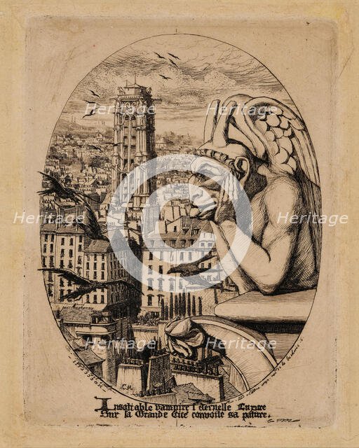 Le Stryge (The Vampire), 1853. Creator: Meryon, Charles (1821-1868).