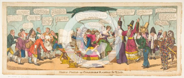 Hocus Pocus-or Conjurors Raising the Wind, October 1, 1814. Creator: Charles Williams.