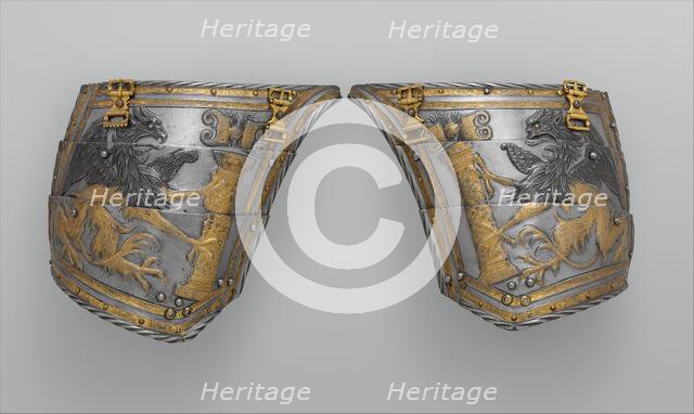 Pair of Tassets of Emperor Charles V of Austria (1500-1558), German, Augsburg, ca. 1530-40. Creators: Kolman Helmschmid, Desiderius Helmschmid.
