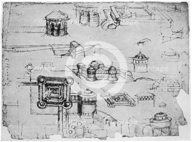 Designs for a fortress, 1500-1505 (1954).Artist: Leonardo da Vinci