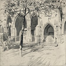 'Façade of the Church of St Germain-l'Auxerrois', 1915. Artist: Raymond Ray-Jones.