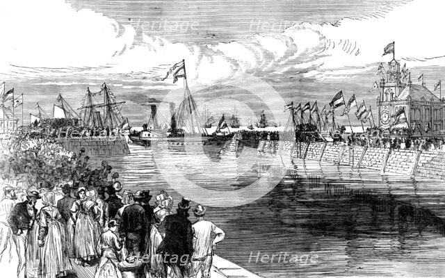 The Royal Yacht, with the King of Holland, entering the new docks at Flushing, 1873. Creator: Unknown.