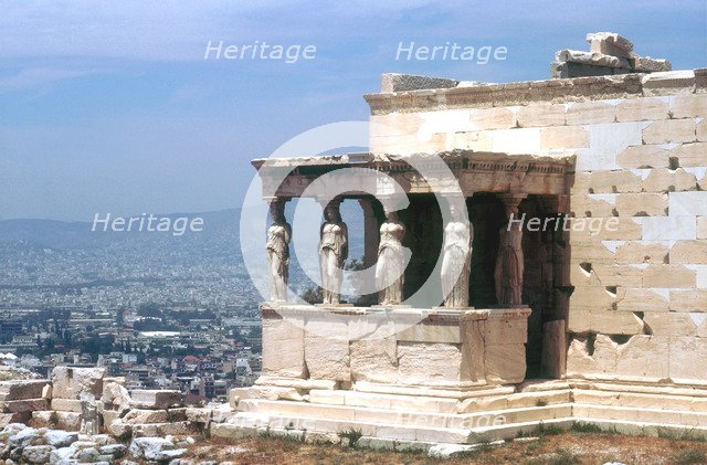 Caryatid porch, the Erectheum, Acropolis, Athens, 5th century BC. Artist: Mnesikles