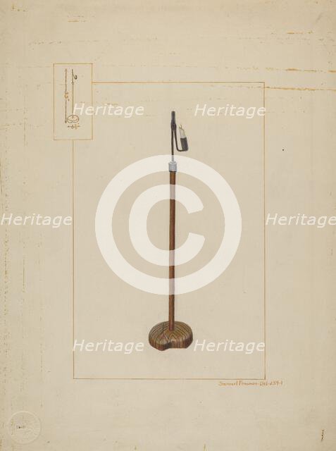 Combination Rush & Candle Stand, c. 1938. Creator: Samuel Fineman.