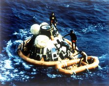 Recovery of command module 'Columbia' in the Pacific Ocean, Apollo II mission, 24 July 1969. Creator: NASA.