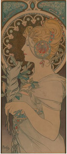 Feather, 1899. Creator: Mucha, Alfons Marie (1860-1939).