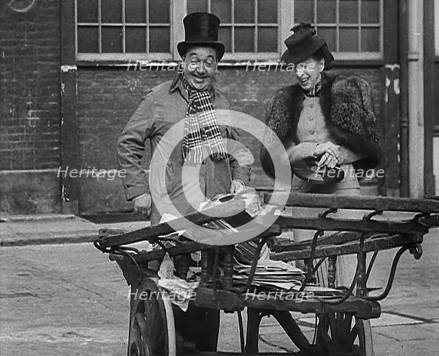 Syd Walker Talking to Nellie Wallace About Using gramophone records for War Materials, 1942. Creator: British Pathe Ltd.