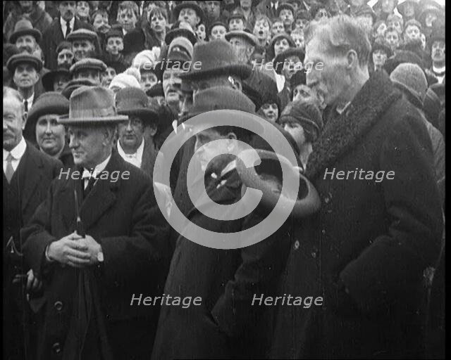 Sir James Barrie Standing With a Crowd of People, 1921. Creator: British Pathe Ltd.