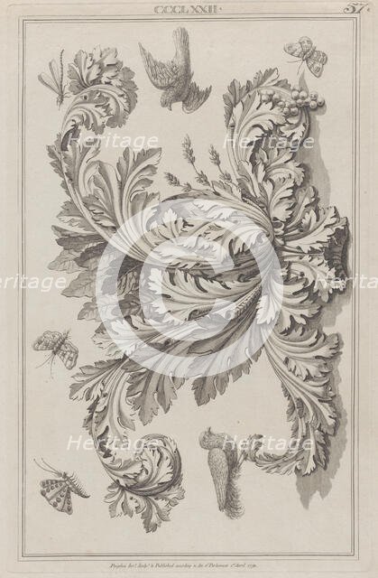 Acanthus Leaves, Birds and Insects, no. CCCLXXII ("Designs for Various Ornaments,..., April 1, 1792. Creator: Michelangelo Pergolesi.