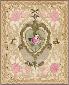 Untitled Valentine (Pink Flowers and Putti), 1834. Creator: Unknown.