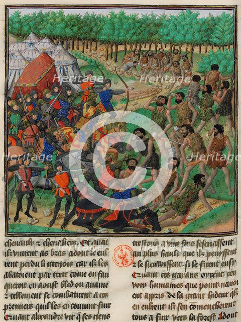 The army of Alexander the Great fights the Giants, 1448.