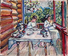 Achtyrka. Nina and Tatiana on the veranda, 1917. Creator: Kandinsky, Wassily Vasilyevich (1866-1944).