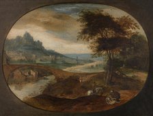 Landscape with the Good Samaritan, c1550s. Creator: Frans Mostaert.