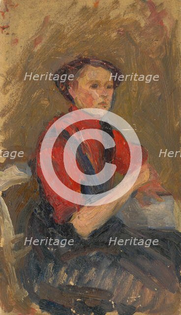 Portrait of a Young Woman in a Red Sweater, 1900-1910. Creator: Ludovit Pitthordt.