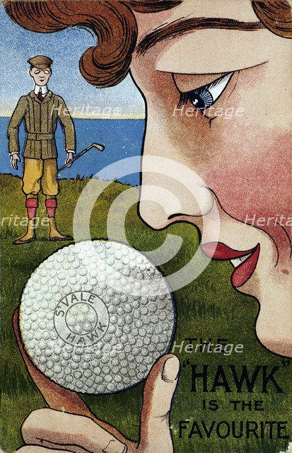 'The Hawk is the favourite' postcard. Artist: Unknown