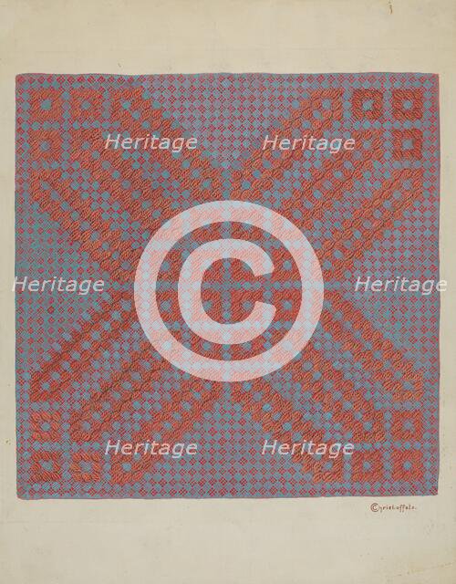 Coverlet - Section of Reverse Side, c. 1937. Creator: Cornelius Christoffels.