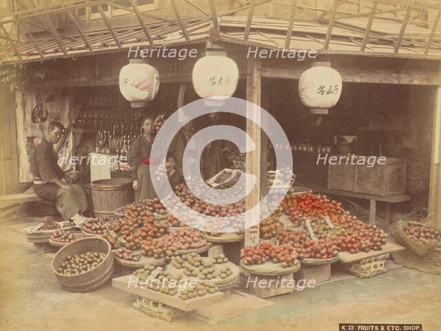 Fruits and Etc. Shop, 1870s-1890s. Creator: Kusakabe Kimbei.