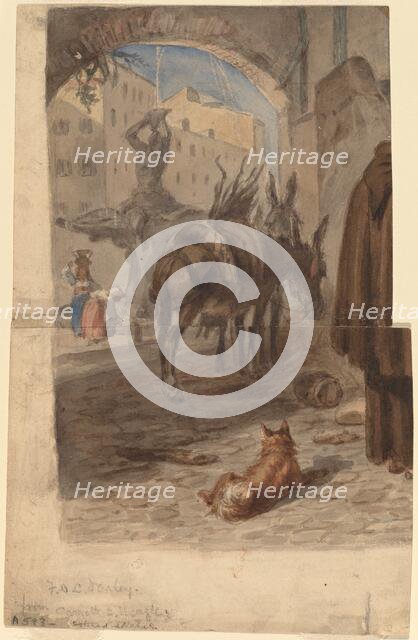 Bernini Fountain, Rome [recto], c. 1867. Creator: Felix Octavius Carr Darley.