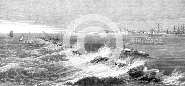 New breakwater in the harbour of Alexandria, 1872. Creator: Unknown.