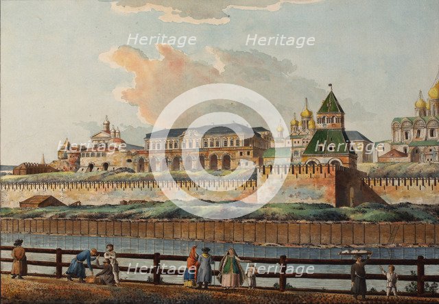 View of the Winter Kremlin Palace from Moskva River, 1780s. Artist: Camporesi, Francesco (1747-1831)