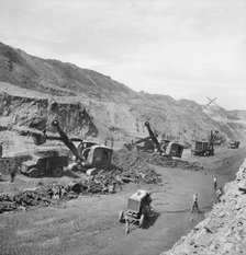 Unidentified opencast coal mine with Laing excavators extracting coal, 19/07/1948. Creator: John Laing plc.