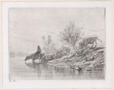 Landscape with cattle, 1848. Creator: Charles Emile Jacque.