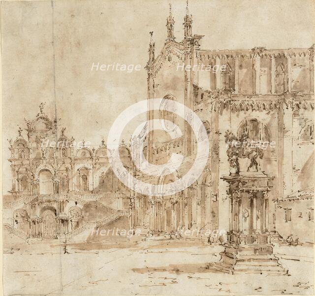 View of Campo San Zanipolo with the Temporary Platform Erected for the Visit of Pope..., 1782. Creator: Francesco Guardi.