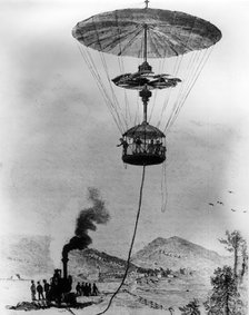 The Elevated Gazebo, J Henry Smith's helicopter, parachute and observation apparatus, 1892. Artist: Unknown