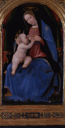 Triptych, central panel: Enthroned Maria lactans, 1500. Artist: Albertinelli, Mariotto (1474-1515)