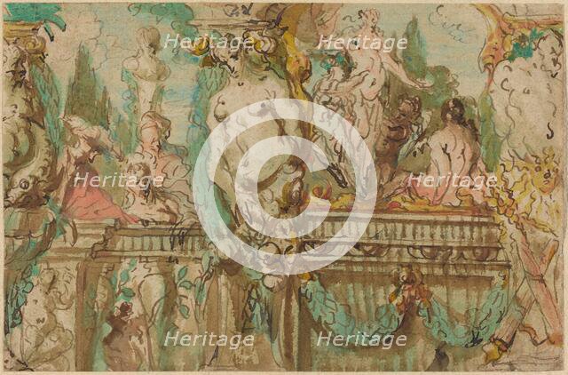 A Ceiling Design with Allegorical Figures. Creator: Johann Evangelist Holzer.